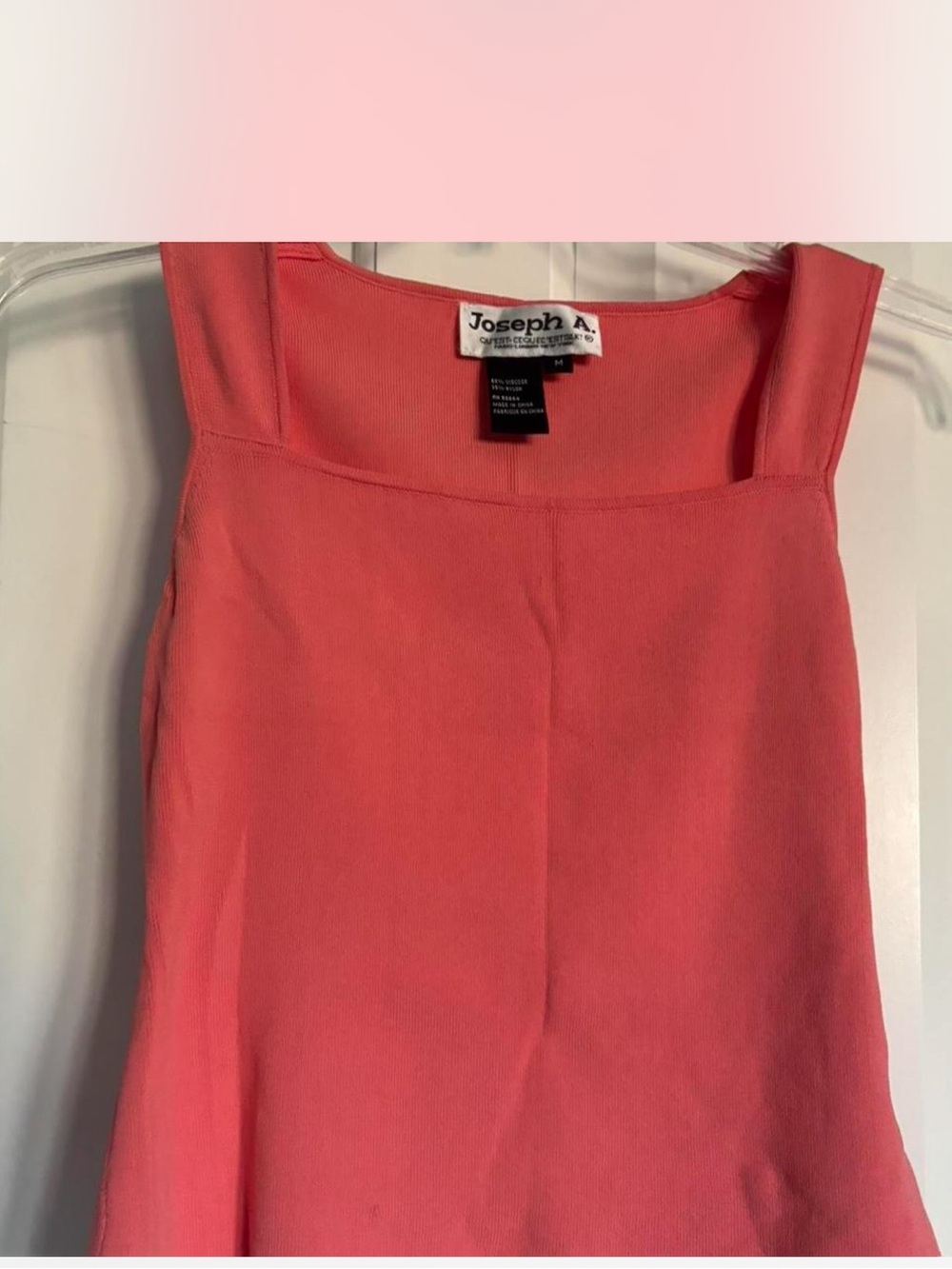 Joseph A. Coral-Orange Square Neck Sleeveless Top medium size